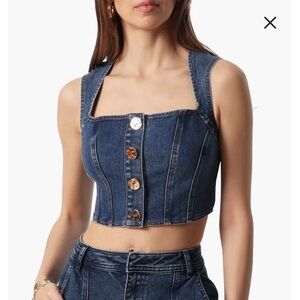 Avec Les Filles Denim Top